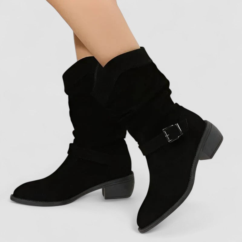 Elyse | Botas Western com Efeito Franzido