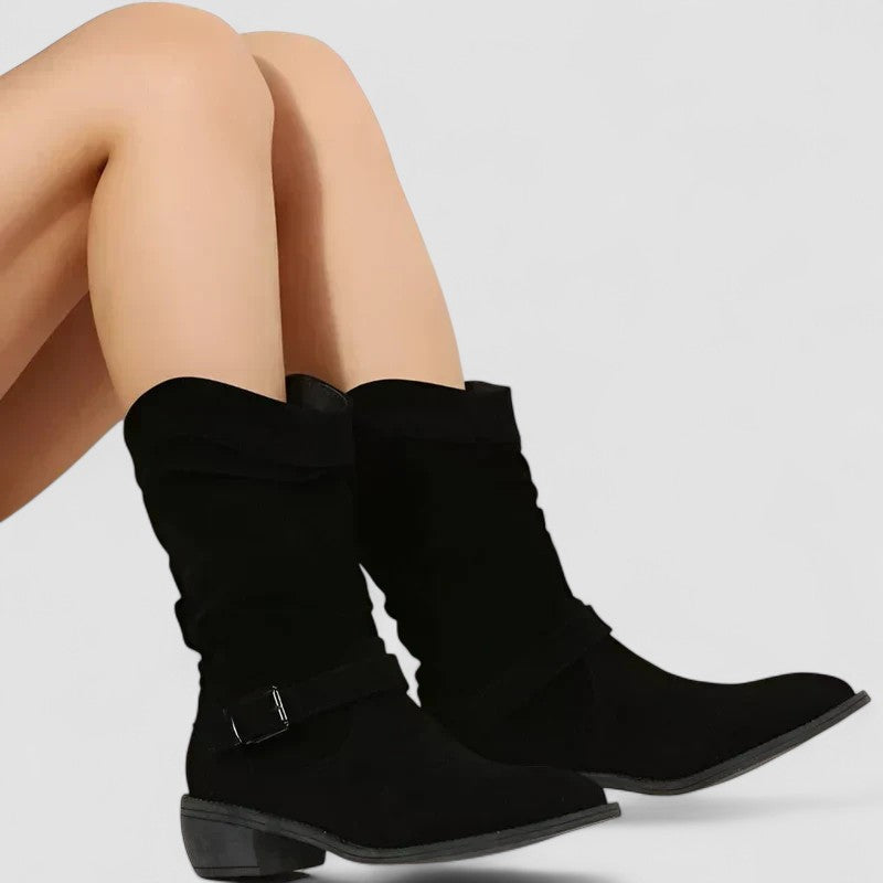 Elyse | Botas Western com Efeito Franzido
