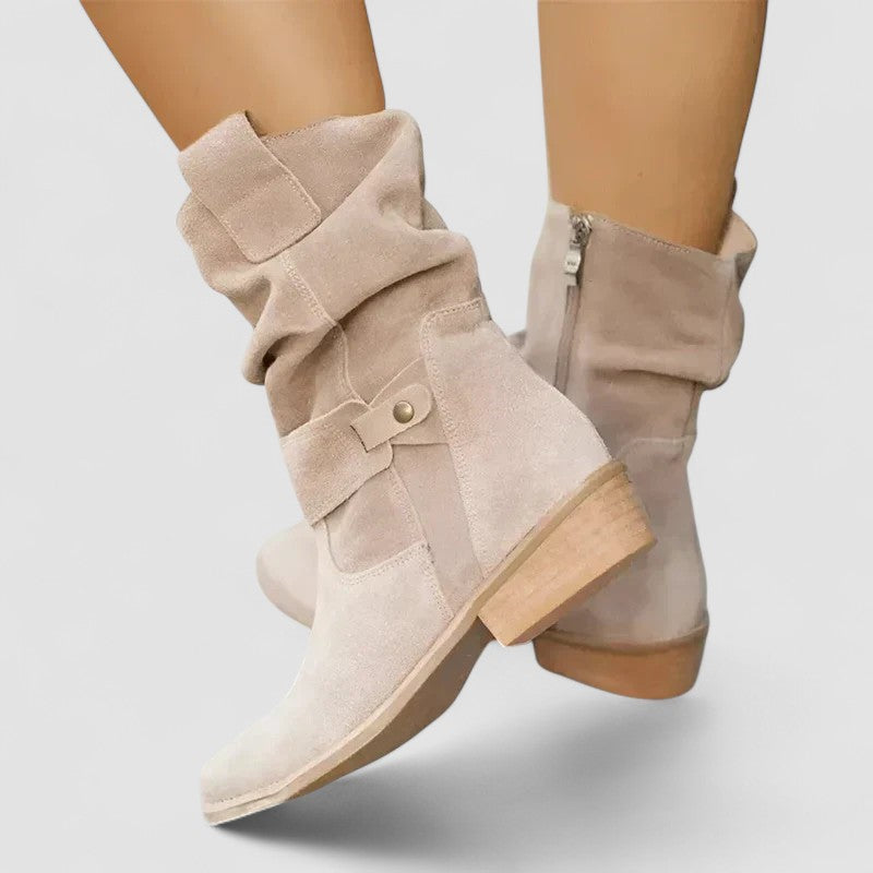 Elyse | Botas Western com Efeito Franzido