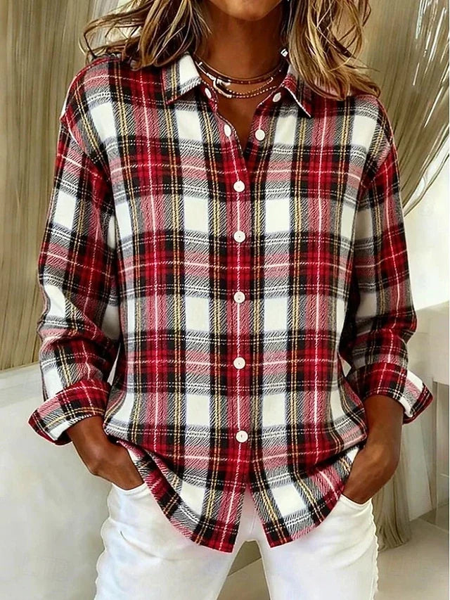 Dulcie™ | Blusa vintage de xadrez com botões
