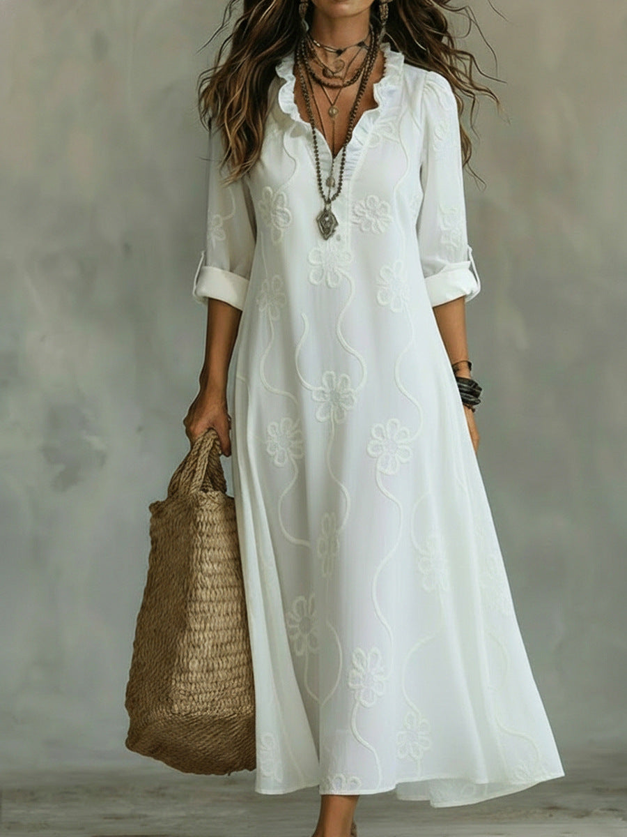 Máriam – Maxikleid mit tonalem Blumenmuster