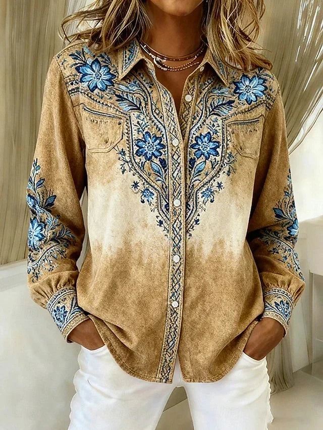 Tucson™ | Blusa western vintage com estampado floral