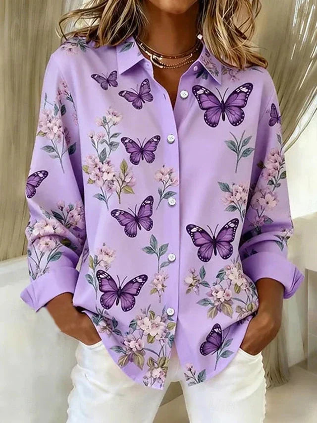 Dahlia™ | Blusa com estampado de borboletas e botões