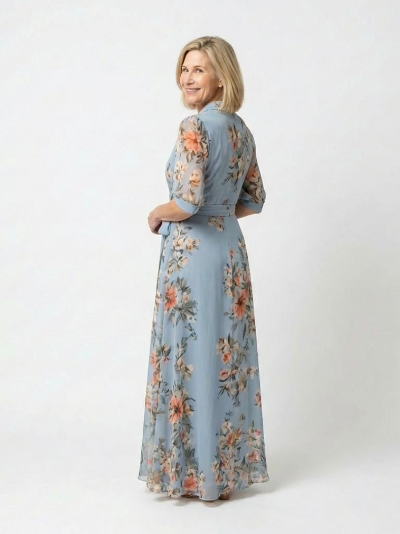 Elowen | Floral Wrap V Neck Maxikleid