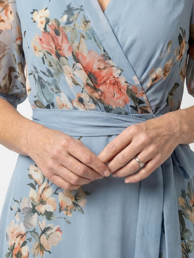 Elowen | Floral Wrap V Neck Maxikleid