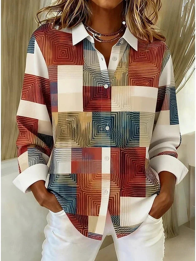 Merritt™ | Blusa vintage com estampado patchwork e botões