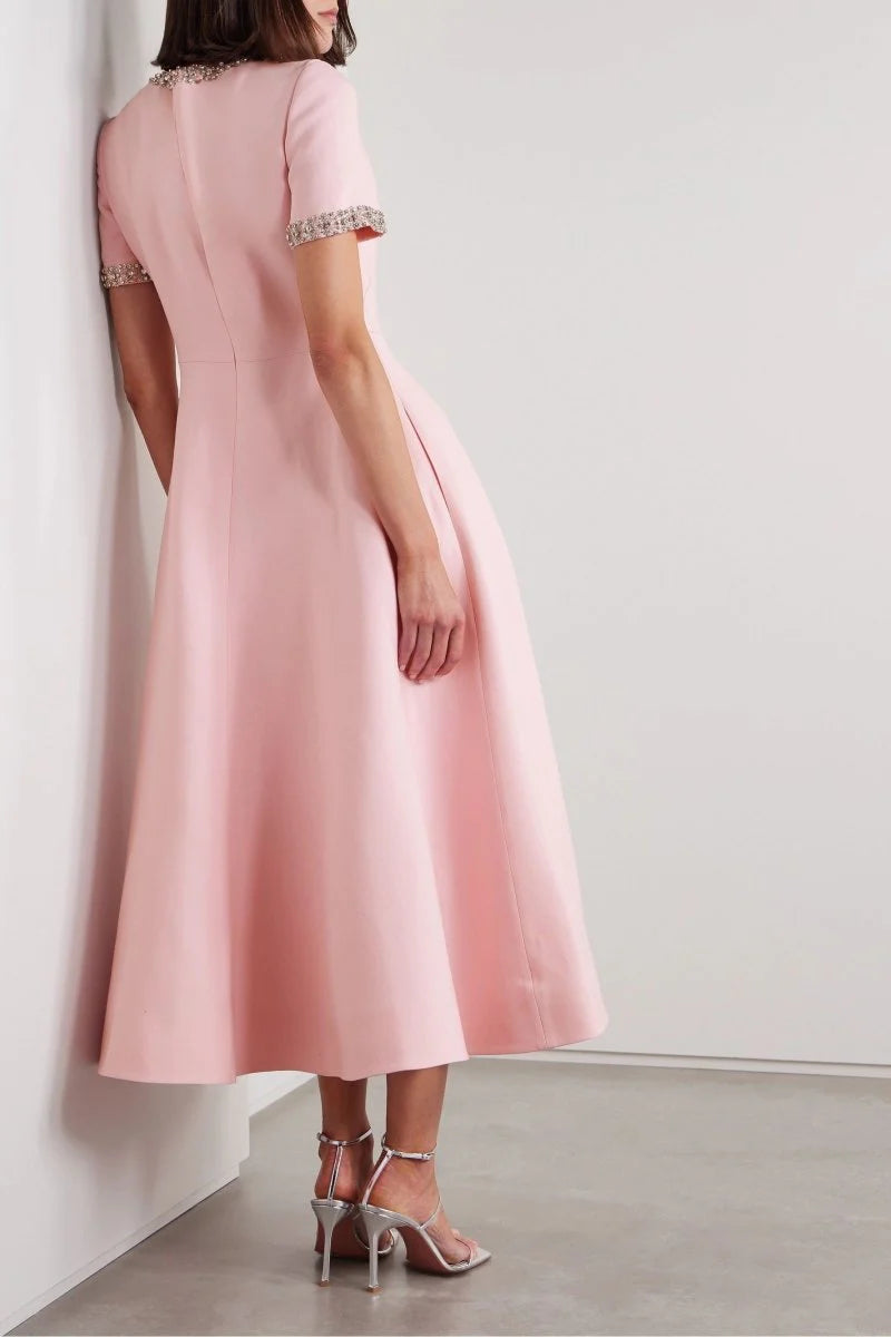 Elsa - Midi-Kleid mit Schleife und Kristallverzierung